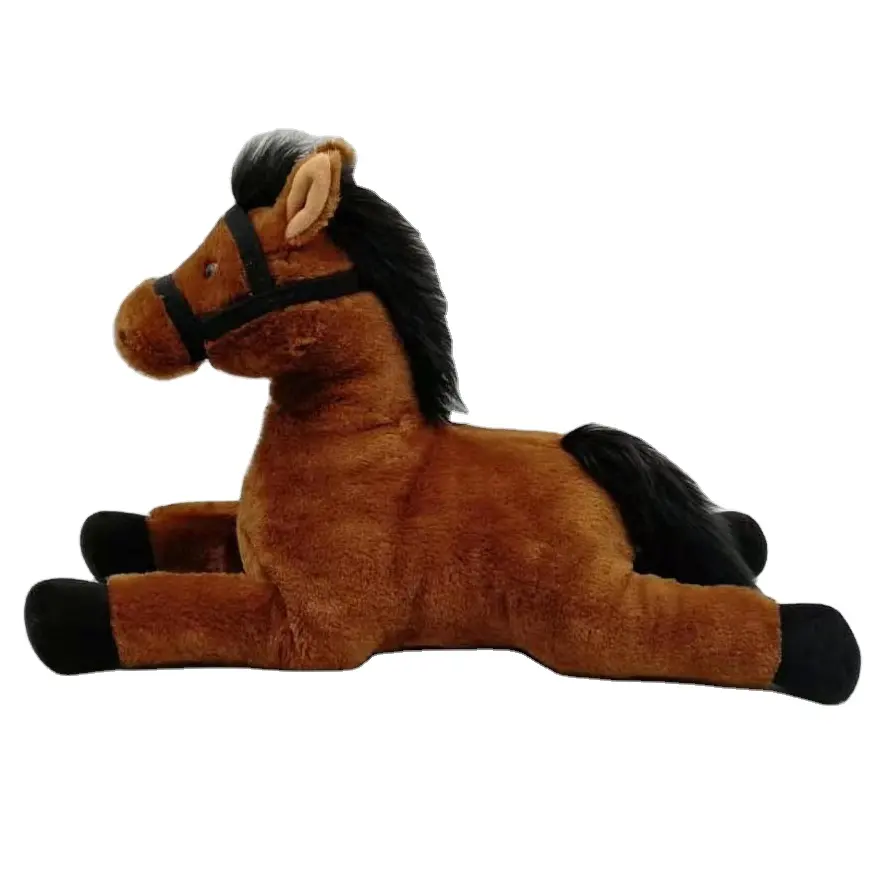 Commercio all'ingrosso personalizzato vendita calda OEM/ODM di buona qualità 16 pollici carino laydown colore marrone cavallo peluche