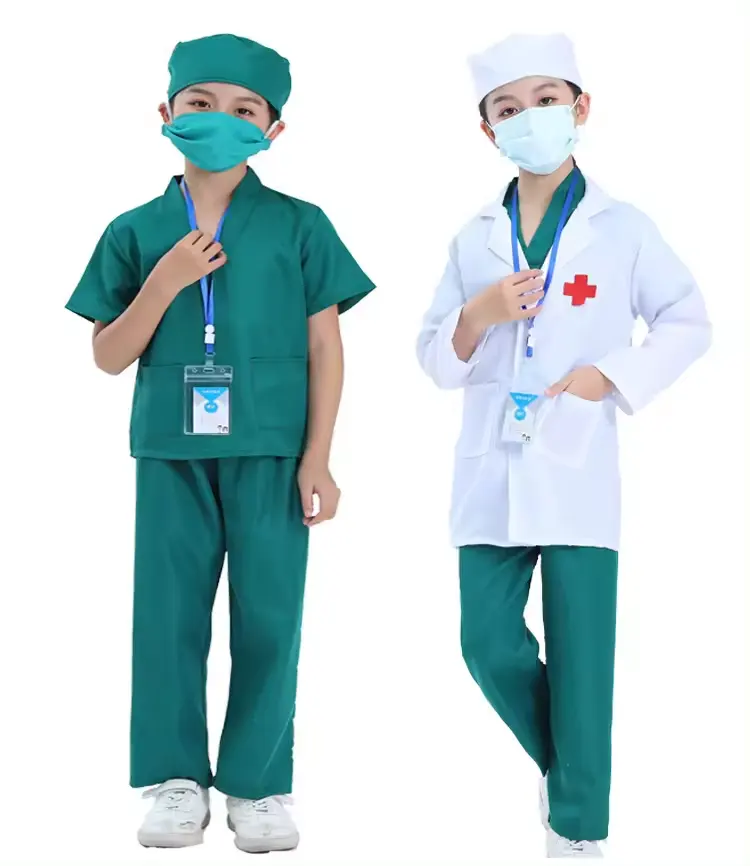 Trajes de médico infantil para crianças, roupas de dia de carreira, fantasia de médico e enfermeira cosplay, pronto para enviar