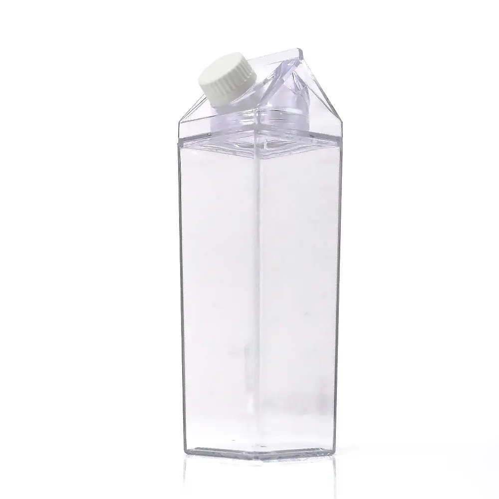透明カートンBPAフリー正方形透明17オンス500ml 1000mlアクリルプラスチック牛乳瓶