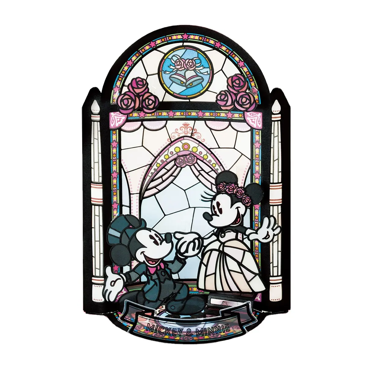 Placa de pie montada estilo cristal colorido Mickey Mouse