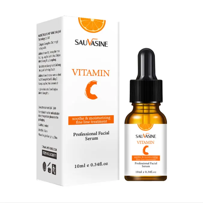 SAUVASINE Vc Serum Wajah 10Ml Vitamin C Solusi Stok Hidrasi Menggumpal Kulit Anti Penuaan Kerut Serum Wajah