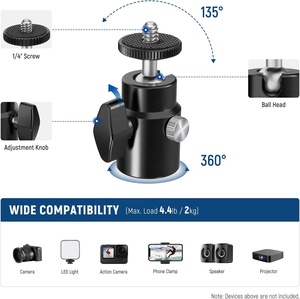 Odak 2 paket E tipi duvar tavan montaj dirseği ile ayrılabilir topu kafa için halka ışık flaş Strobe kamera monitörü - Product Image 5