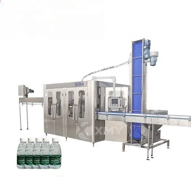 خط إنتاج مصنع ماكينة ملء المياه المعدنية الطبيعية في زجاجات بلاستيك بي اي تي الأوتوماتيكي بالكامل