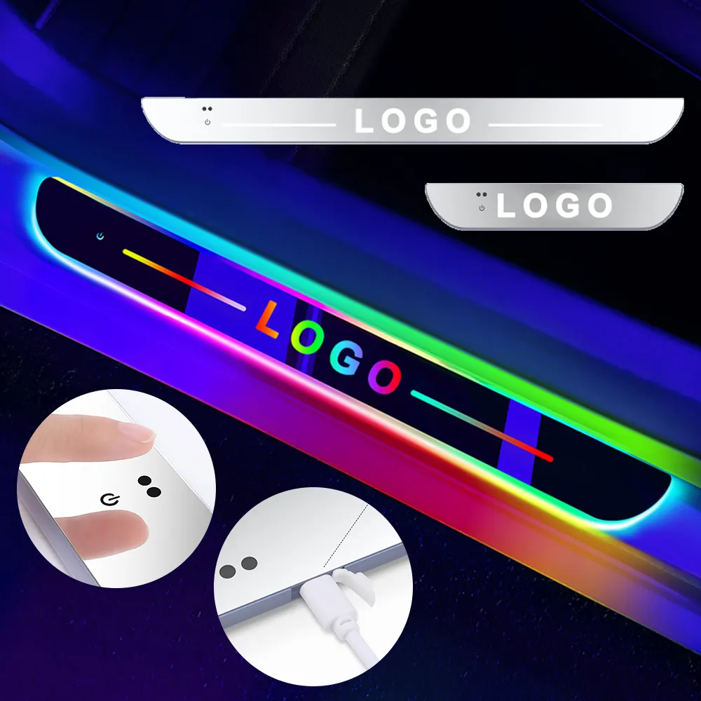 Pedal de placa de coche USB, luz LED de bienvenida con logotipo personalizado para puerta, novedad