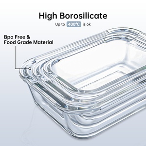 2 3-fach geteilte Boro silikat herstellung anpassbare rechteckige Organisation und Lebensmittel küchen behälter Glas