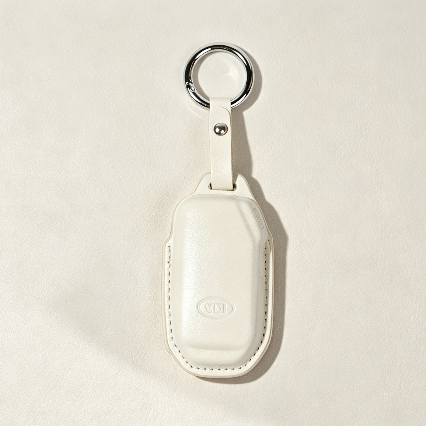 Estuche de cuero estilo d-white-p2 estuche corto para llaves con hebilla de cuero