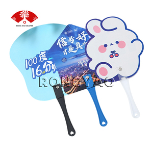 廉价定制形状圆形塑料风扇广告促销礼品夏季迷你小型PVC PP手持式手动风扇 - Product Image 5