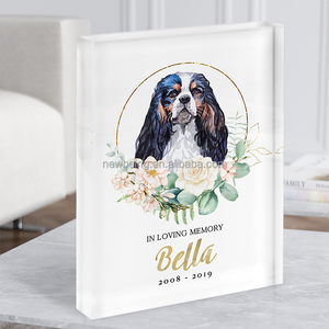 Pet Love Memories Memorial Photo Paw Print Cat Dog <strong>Square</strong> Gift Acrylic <strong>Block</strong>