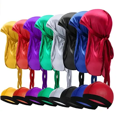 Bán buôn Chất lượng cao unsix satin durag lụa thiết kế duragsluxury bonnets và durags Set với biểu tượng tùy chỉnh
