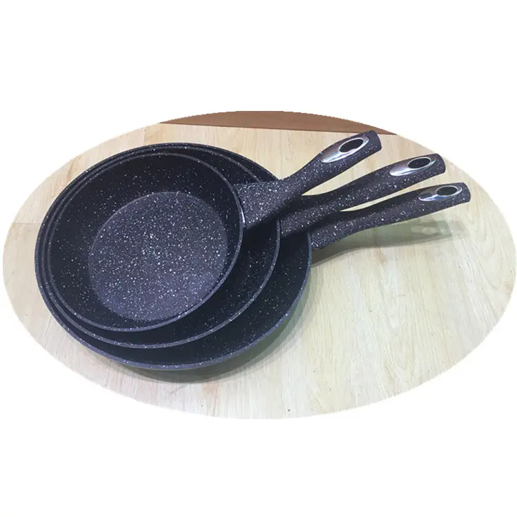 3Pcs Granite Forged Non Stick Frying Pan Marble Coating Fry Pan Set With Soft Touch Handle High Quality Cooking Pot Kitchenware
