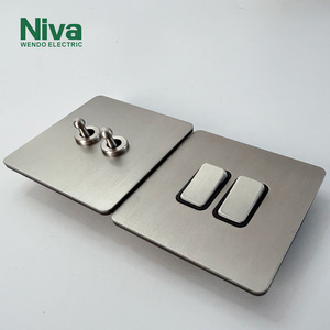 נירוסטה לוח נירוסטה קיר סטנדרטי מתגים 2 כנופיה 2 דרך יחיד 13 א מתג חומר חשמלי מתג