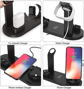 Apple mikro tip C telefonları için 360 derece dönebilir şarj doku 4 In 1 kablosuz şarj istasyonu hızlı kablosuz şarj standı - Product Image 4