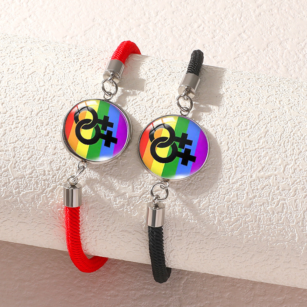 Corde arc-en-ciel rouge et noire
