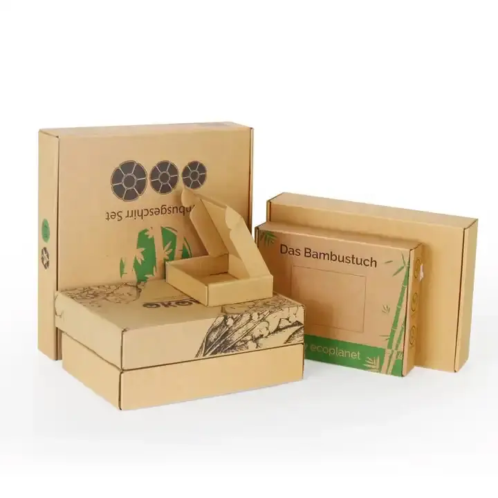 Caixa de embalagem plana impressa com logotipo personalizado, papelão ondulado cortado, dobrável, Kraft, caixa de envio, correspondência