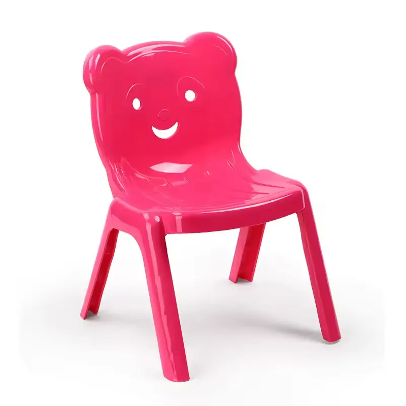 Offre Spéciale Cartoon Bear Chaise de salle à manger Chaise de salle à manger pour bébé avec dossier Chaise de salle à manger pour enfants en plastique