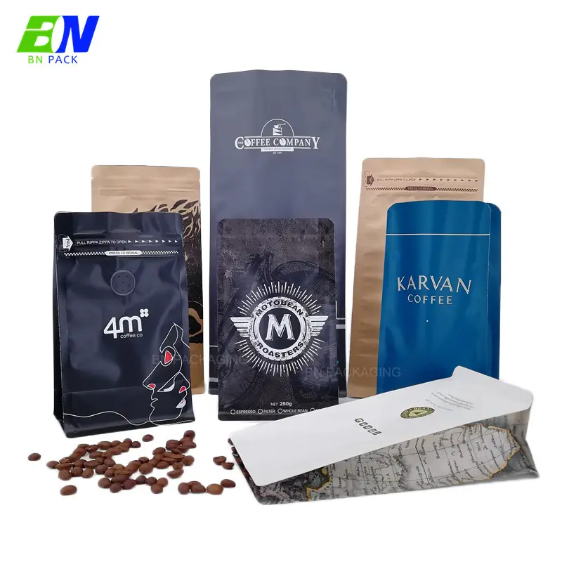 China 250g Acabamento Mate Preto Ziplock Café Torrado Bolsas Saco De embalagens flexíveis