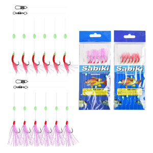 Palmer 6 móc <span class=keywords><strong>sabiki</strong></span> Giàn Khoan biển câu cá <span class=keywords><strong>sabiki</strong></span> móc sáng <span class=keywords><strong>sabiki</strong></span> nước mặn câu cá với da cá thật hoặc lông đầy màu sắc - Product Image 2