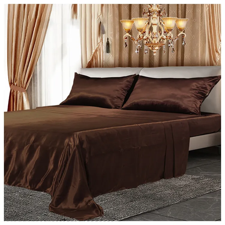 Kostenlose Probe Custom 4 Stück Satin Sheets Silky Smooth Satin Sheet Set für zu Hause