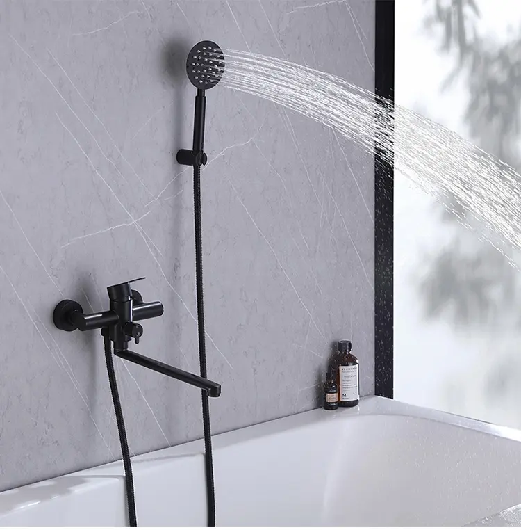 2024 nouvelle arrivée économie d'eau longue main bec bain douche robinet mitigeur avec pommeau de douche pour la maison hôtel salle de bain ou baignoire