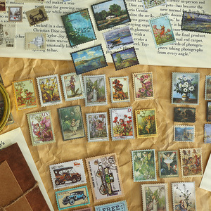 Nhãn Dán Tem Retro Sáng Tạo Nhãn Dán Trang Trí Tự Làm Nhãn Dán Văn Phòng Phẩm Kawaii - Product Image 4