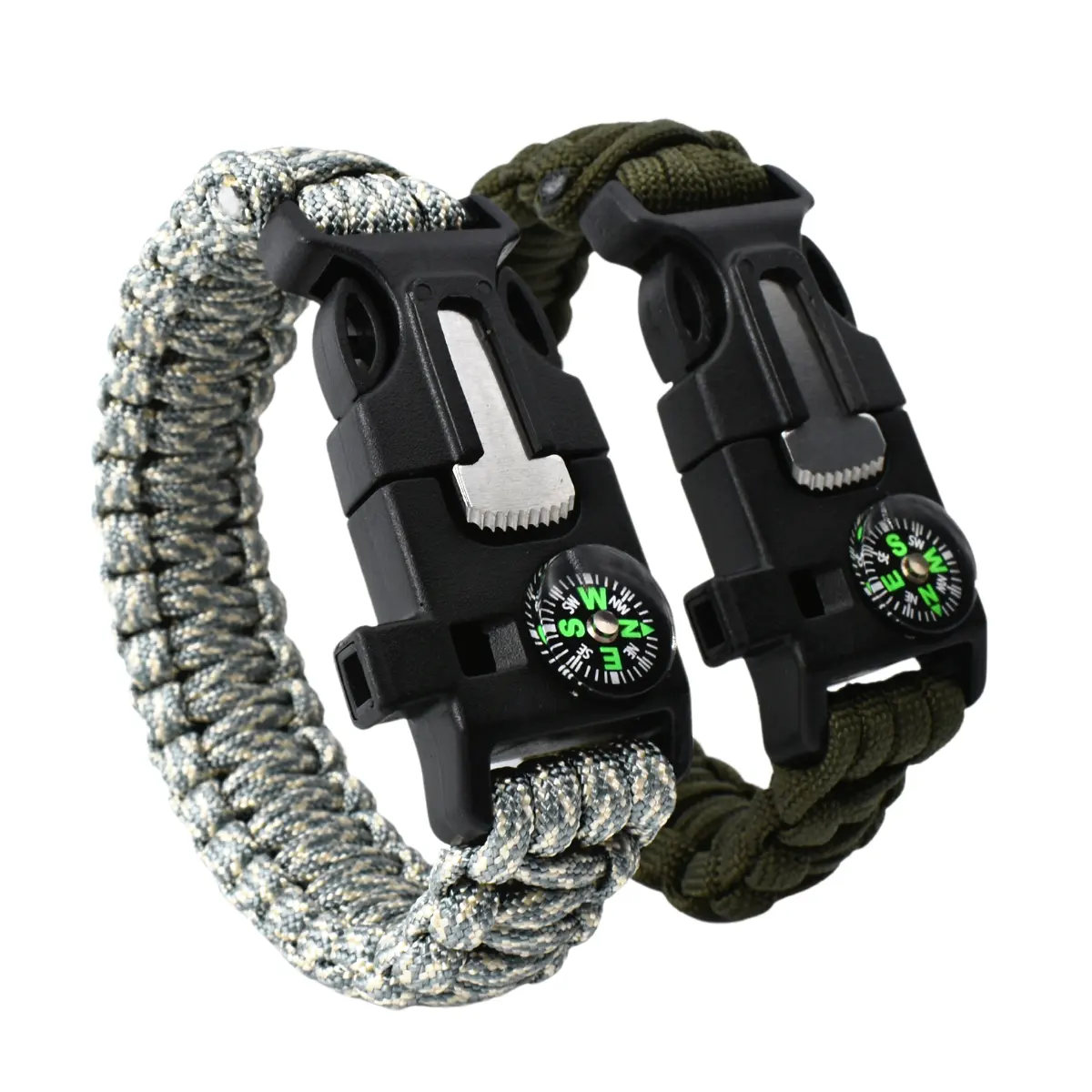 Anthrive Tactical Camping Accessories Survival Parachute cord bracciali Paracord con Flint Fire Starter Whistle Compass