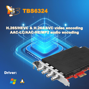 Entradas 4-3G-SDI Codificador Tarjeta PCIe H.264 h.265 codificación de hardware 1080p @ 60fps entrada para compresión de video streaming IPTV TBS6324 - Product Image 4