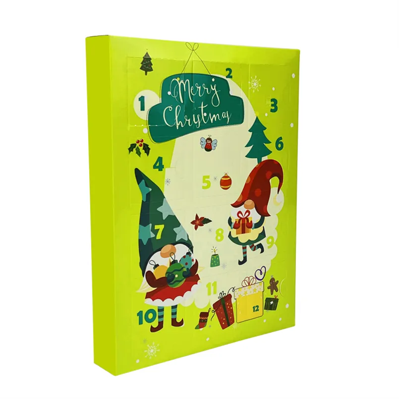Harga Bagus Cetak Offset Anak-anak 12 Hari Kedatangan Kalender Produk Kosong Kotak Kemasan Aman Makanan 12 Kotak Kalender Kedatangan Natal