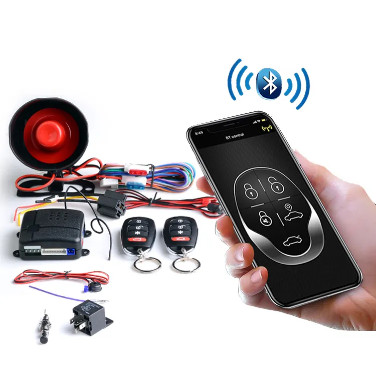 Sistema de alarma de seguridad para coche, aplicación de teléfono inteligente BT