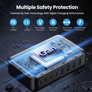 4A + 4C hızlı şarj 200W USB C şarj bloğu yükseltilmiş GaN 8-Port hızlı şarj istasyonu Hub PD 65W dizüstü şarj adaptörü - Product Image 5