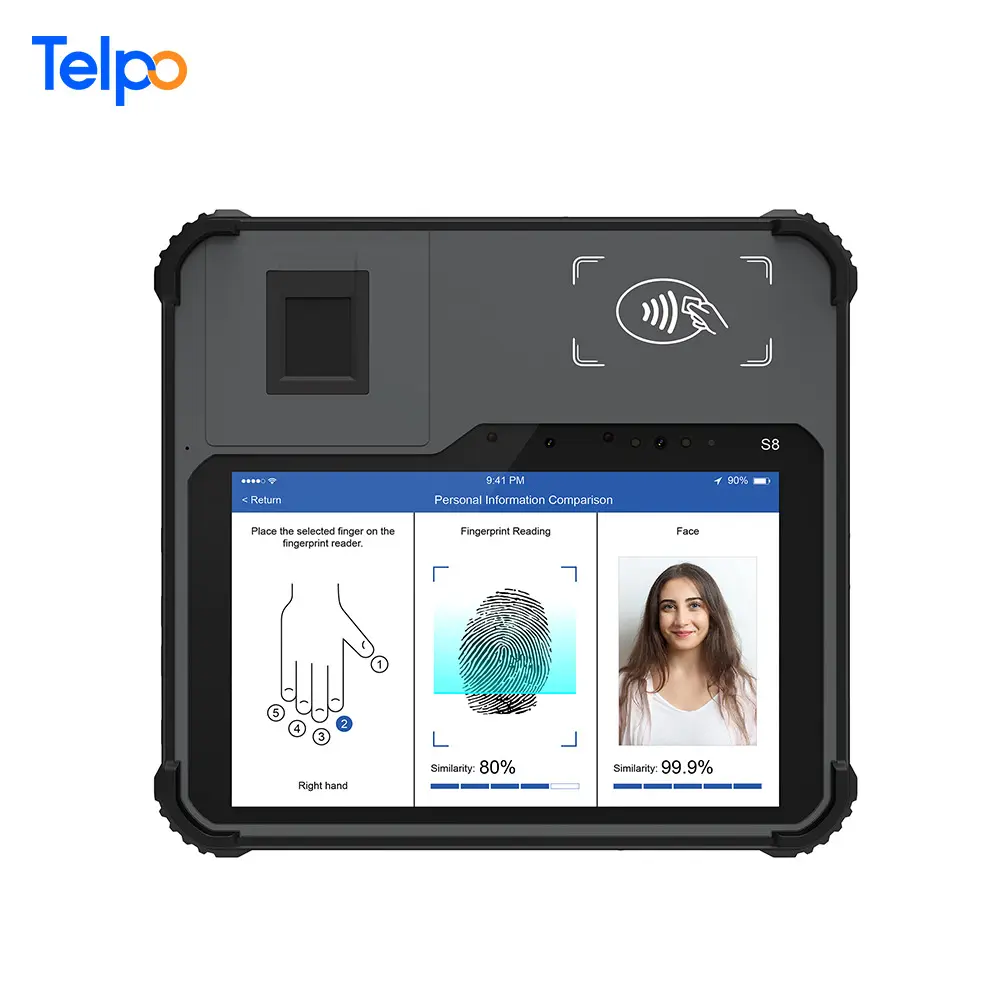 Scanner biometrico mobile per impronte digitali android tablet robusto da 8 pollici con lettore NFC