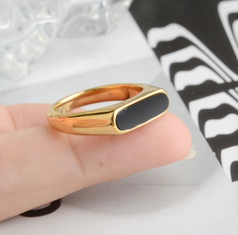 Black enamel bar ring