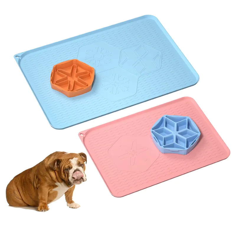 Silicone antiaderente para comida de cães e gatos, cama de tamanho grande, alimentação lenta para cães e gatos, camada dupla