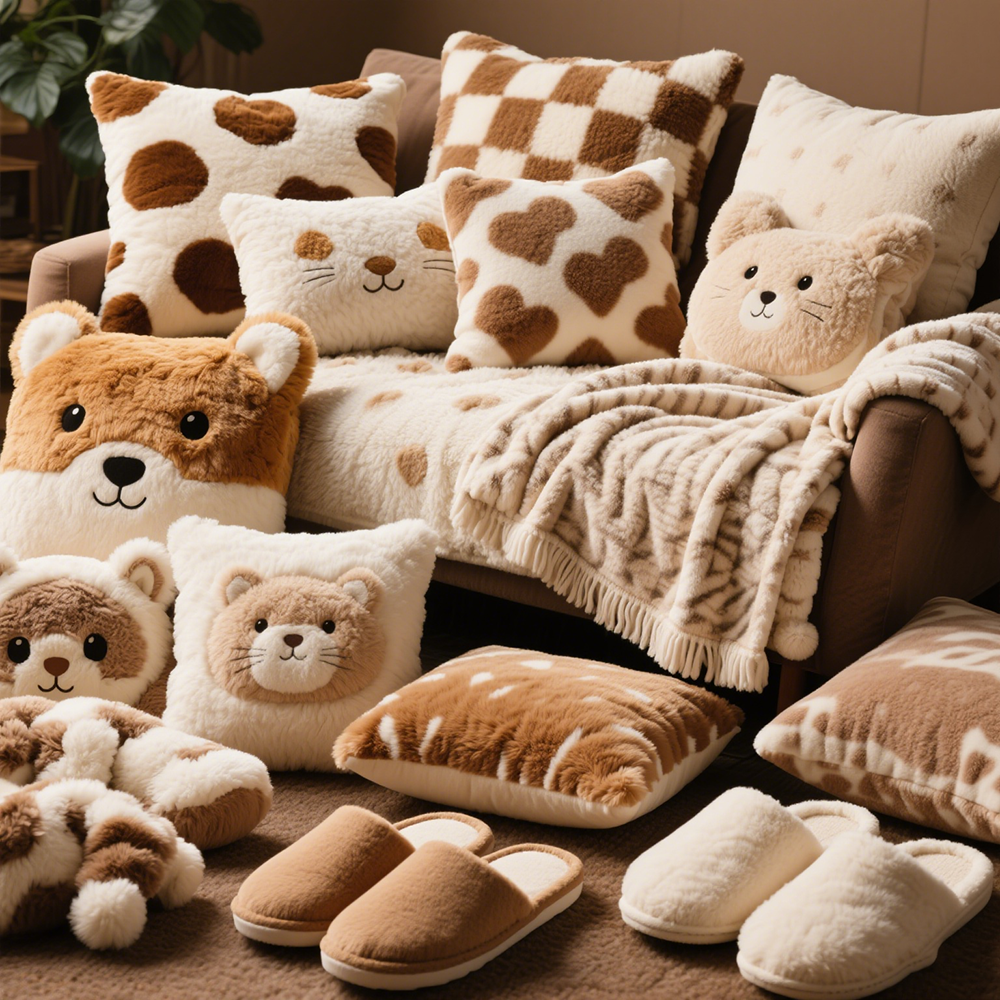 Custom plush blanket pillow slippers