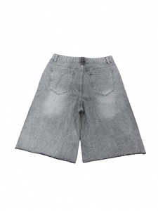 مخصص للرجال Y2K الهيب هوب حجر الراين الدنيم السراويل المتعثرة غسلها Jorts خمر سحاب يطير السراويل الطباعة القطنية - Product Image 5