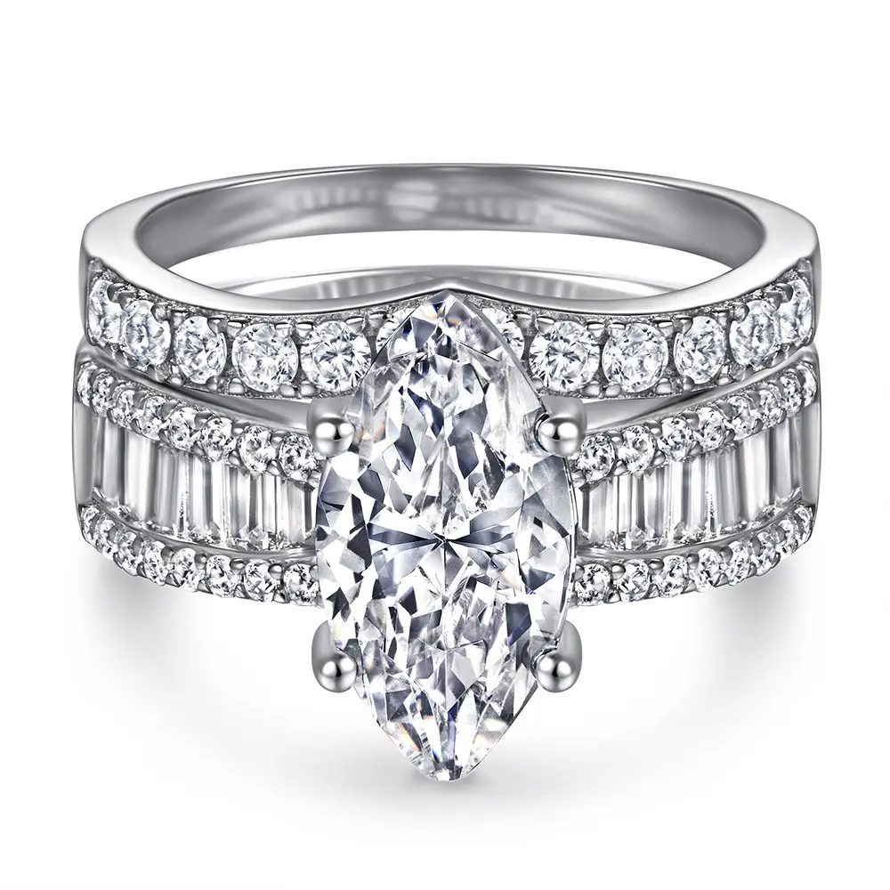 סט טבעת זירקון אבן חן מרובעת מיניאטורית כסף s925 בסגנון חם לנשים