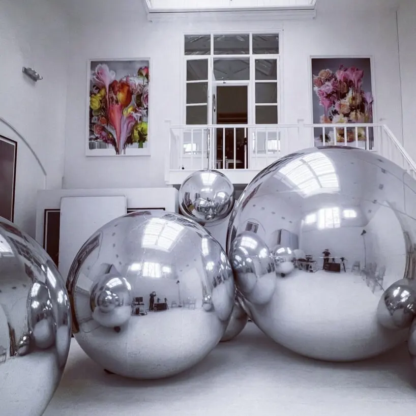 Disko cermin balI raksasa dekorasi acara pvc mengambang bola cermin balon tiup bola cermin