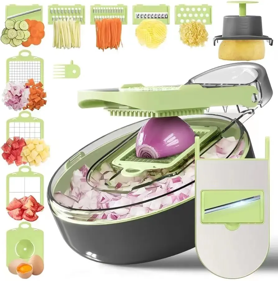 Novo 13 Em 1 Vegetal Chopper bandolim Slicer Dicer Pro Cebola Chopper Alimentos Chopper com Cesta De Drenagem