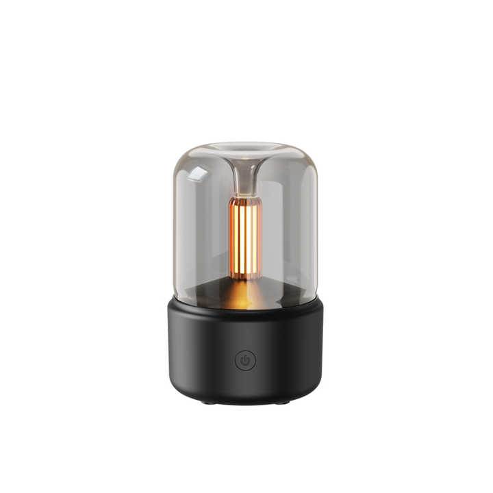 Difusor de aroma de óleo essencial portátil LED de luz de vela de simulação de umidificador de ar por atacado
