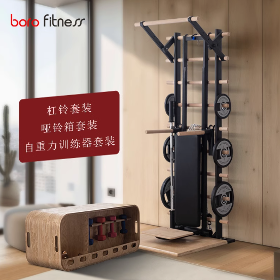 Conjunto completo (barras + Barbell + Trainer + dumbbell box)