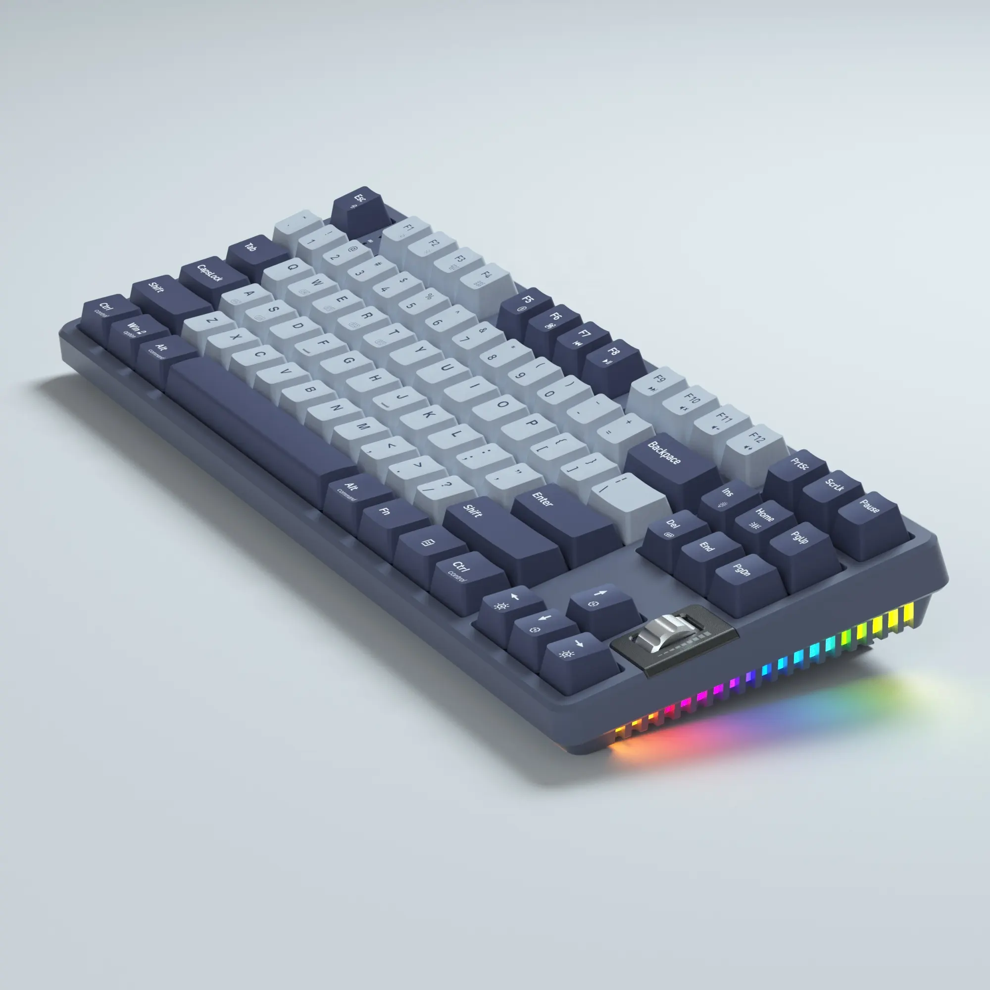 2023 Mechanische zweifarbige Tastatur 87 Tasten Doppeleinspritz-Tastatur kappe Kabel gebundene Tastatur mit Metallplatte