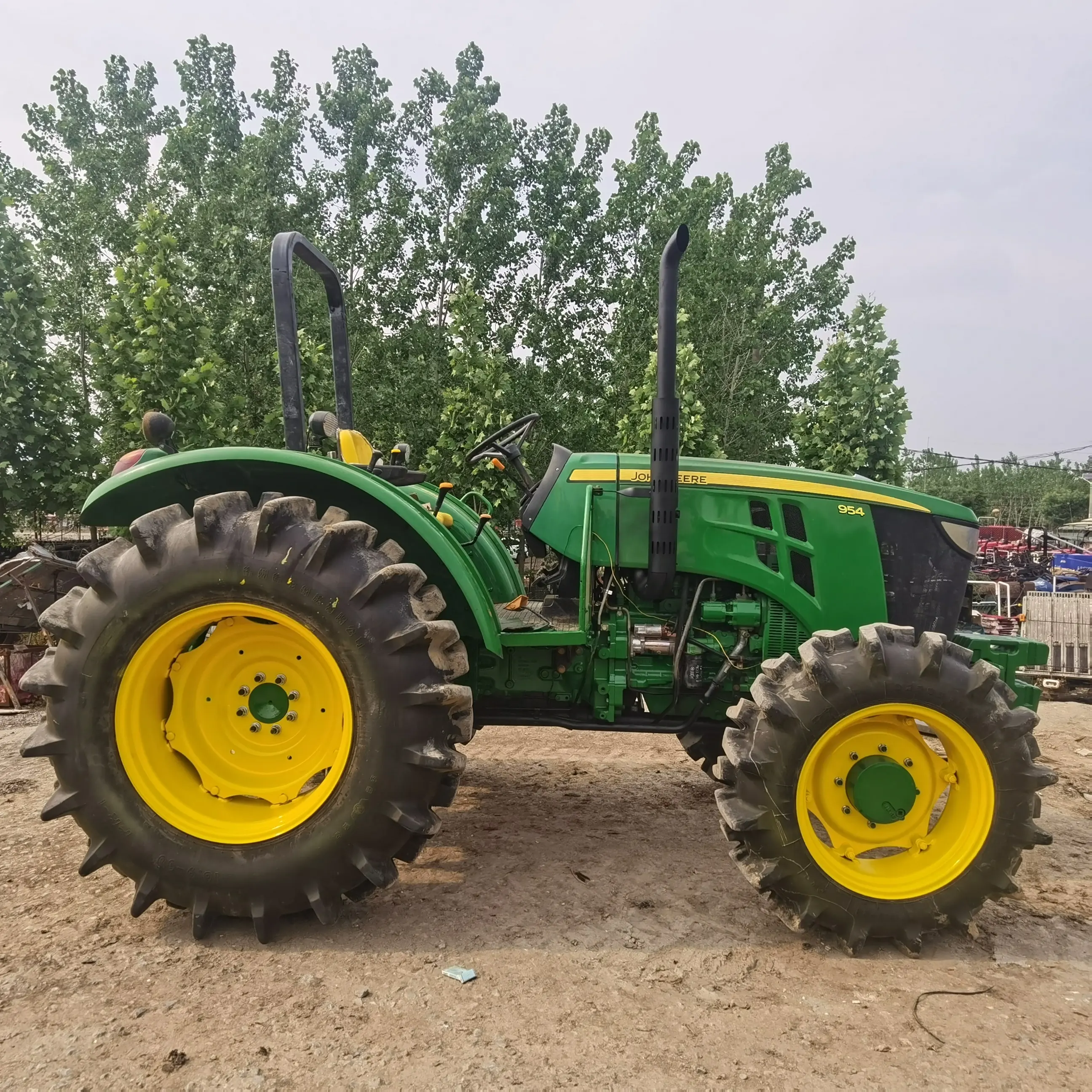 Trator de rodas usado/segunda mão/novo 4x4wd john deer 90hp com pequena agricultura compacta carregador e retrovisor