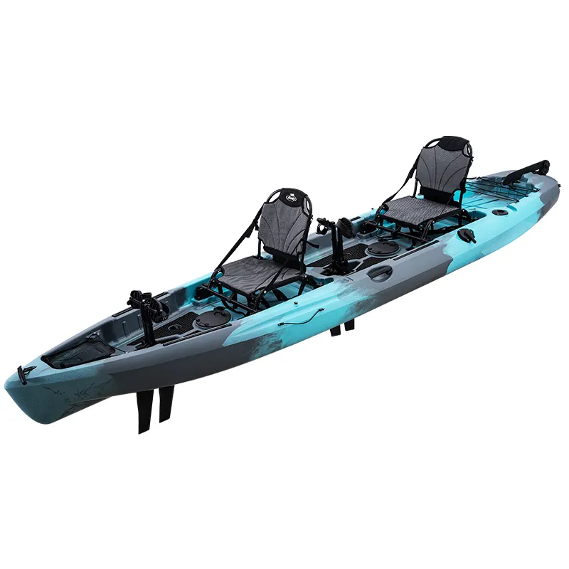 KUER plastic LLDPE Pedal kayak 2 person boat with pedal for fishing