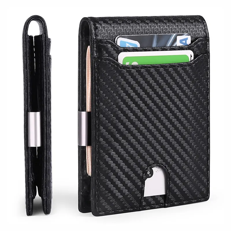 Ultra thin and multifunctional men's carbon fiber wallet repair RFID wallet  thin front pocket  credit card wallet