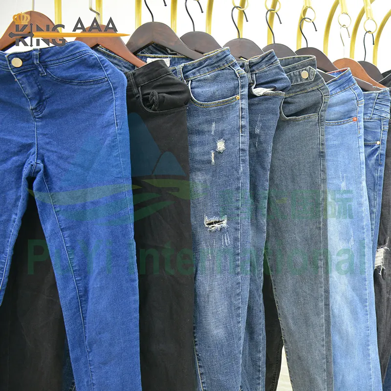 Pantaloni in denim da donna bea all'ingrosso ukay ukay jeans usati balle vestiti usati perlati di seconda mano pakistan abbigliamento usato