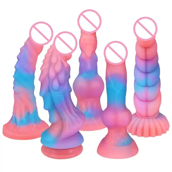 Amazon Masturbation Glow Dildo Realistische leuchtende Big Penis Tier dildo 10 Zoll mit Saugnapf Sexspielzeug für Frau