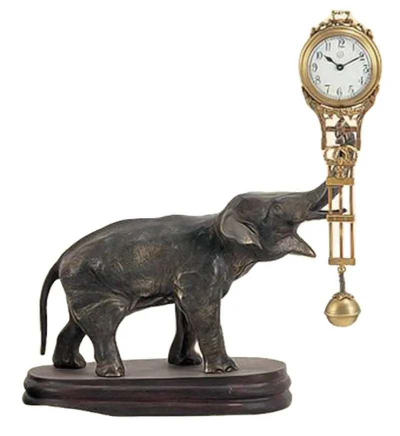 Petit éléphant imité du 17ème Amérique laiton antique 84 heures mouvement mécanique Swing pendule horloge/montre