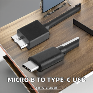 MICRO B TO Type-C USB สาย3.0แจ็กเก็ต PVC ความเร็วสูงเชื่อมต่อ OTG สายเคเบิลข้อมูลฮาร์ดไดรฟ์เคลื่อนที่สายเคเบิลเครื่องพิมพ์แบบหุ้ม - Product Image 2