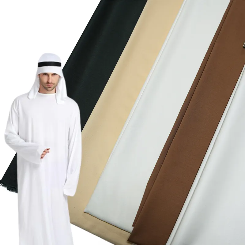 100% filé Polyester tissu tissé uni hommes arabe arabe Robe musulman saoudien Toyobo tissu arabe Thobe tissu
