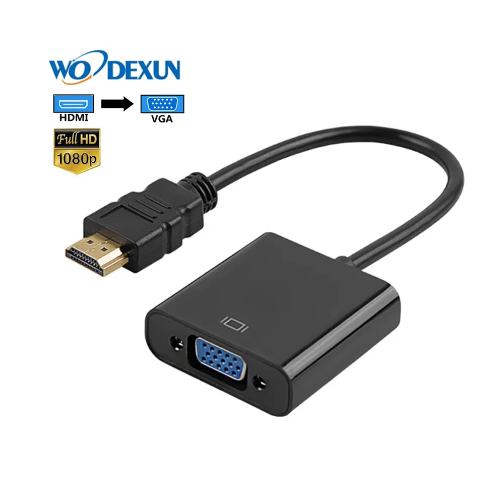 Hot Selling HDMI to VGA Cable Video Converter Male to Female Adaptor HDMI Audio Video Cable 1080P HDMI to VGA Adapter