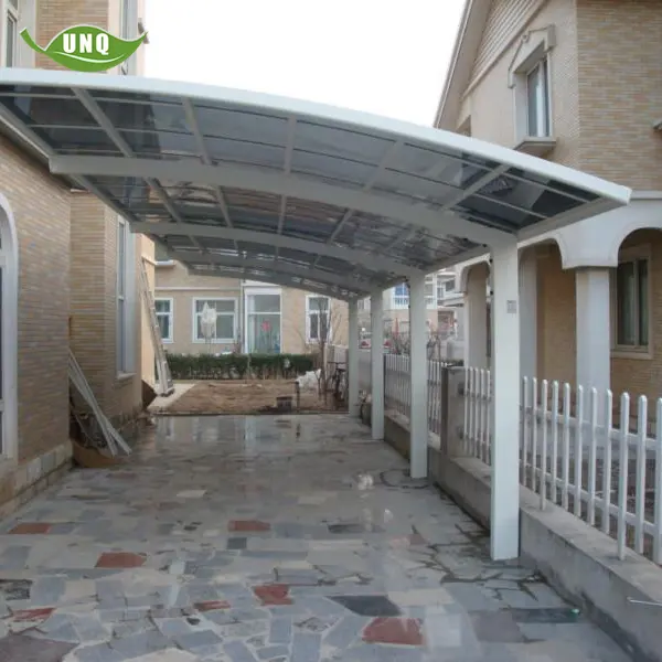 อลูมิเนียม carport ที่จอดรถ Shed โลหะรถหลังคาโพลีคาร์บอเนตโค้งหลังคา